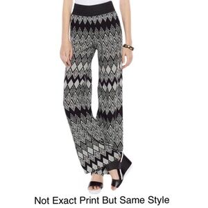 Joe B Black White Boho Ethnic Aztec Print Wide Leg Palazzo Printed Pants Large
